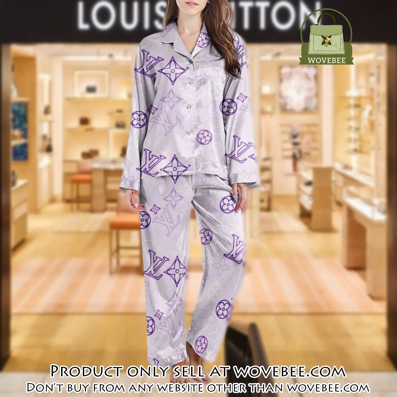 Lv monogram long satin pajama set pjs1031 wvb1358129